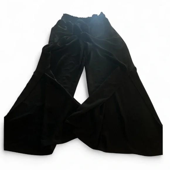 Three Bird Nest Dani Slit Wide Leg Pant Size Large Black Elastic Waistband Flowy - Picture 8 of 13